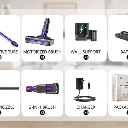 Cordless Vacuum Cleaner Blossom V20, 600W Brushless Motor, 55KPA Strong Suction, 3-Speed Adjustment, Full Touch Screen, 1.8L Large Dustbin, 8-Cell Battery, 60 Minutes Run Time, Brush for