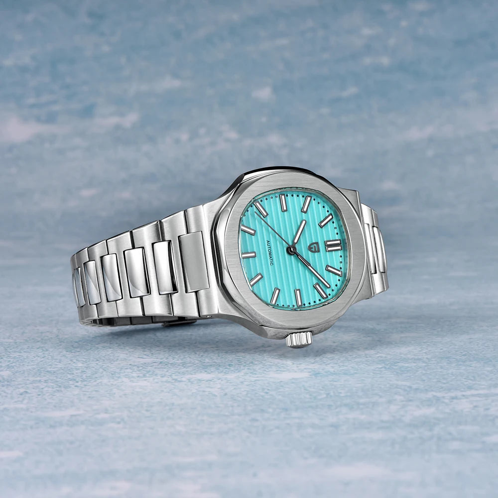 Nuovo Orologio Meccanico Automatico di Lusso Pugani da Uomo con Vetro Zaffiro Antiriflesso e Lancette Luminose, Orologio Sportivo da Uomo, Consegna Locale