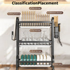 Stendino per piatti Scolapiatti a 3 livelli Scolapiatti Scaffale per piatti antiruggine di grande capacità con portautensili Organizzatore da cucina