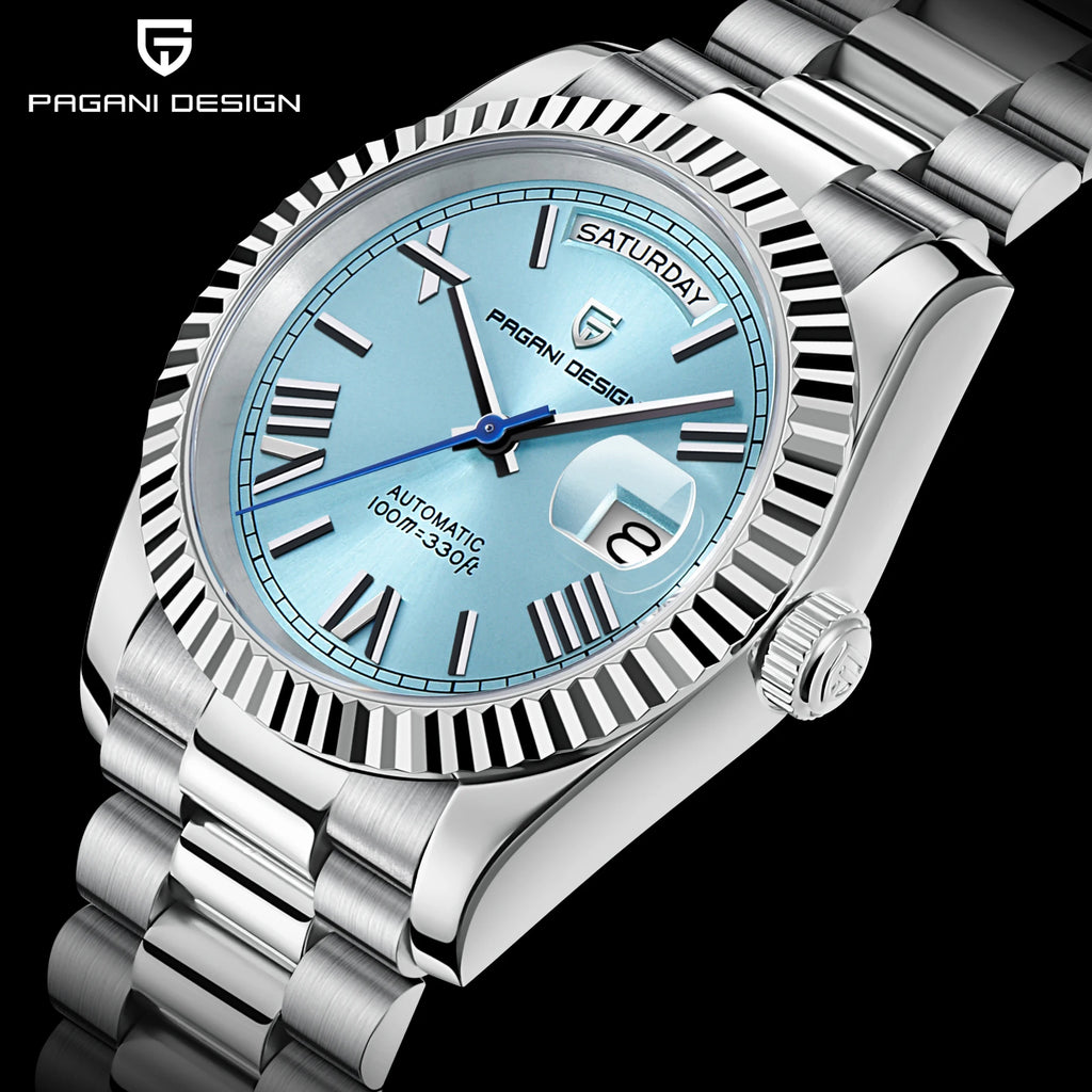 PAGANI DESIGN DD36 2026 Herrenuhren Neue Automatikuhr mit Datums- und Wochentagsanzeige, mechanische Herrenarmbanduhr mit AR-Saphirglas, Herrenuhr aus 316L-Edelstahl, ST16 Uhrwerk, qua