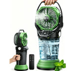Ventilatore nebulizzatore portatile a batteria, 30.000 mAh, serbatoio acqua da 15 litri, 4 velocità, 1.200 CFM, 150 °   Oscillatore per Campeggio, Verde