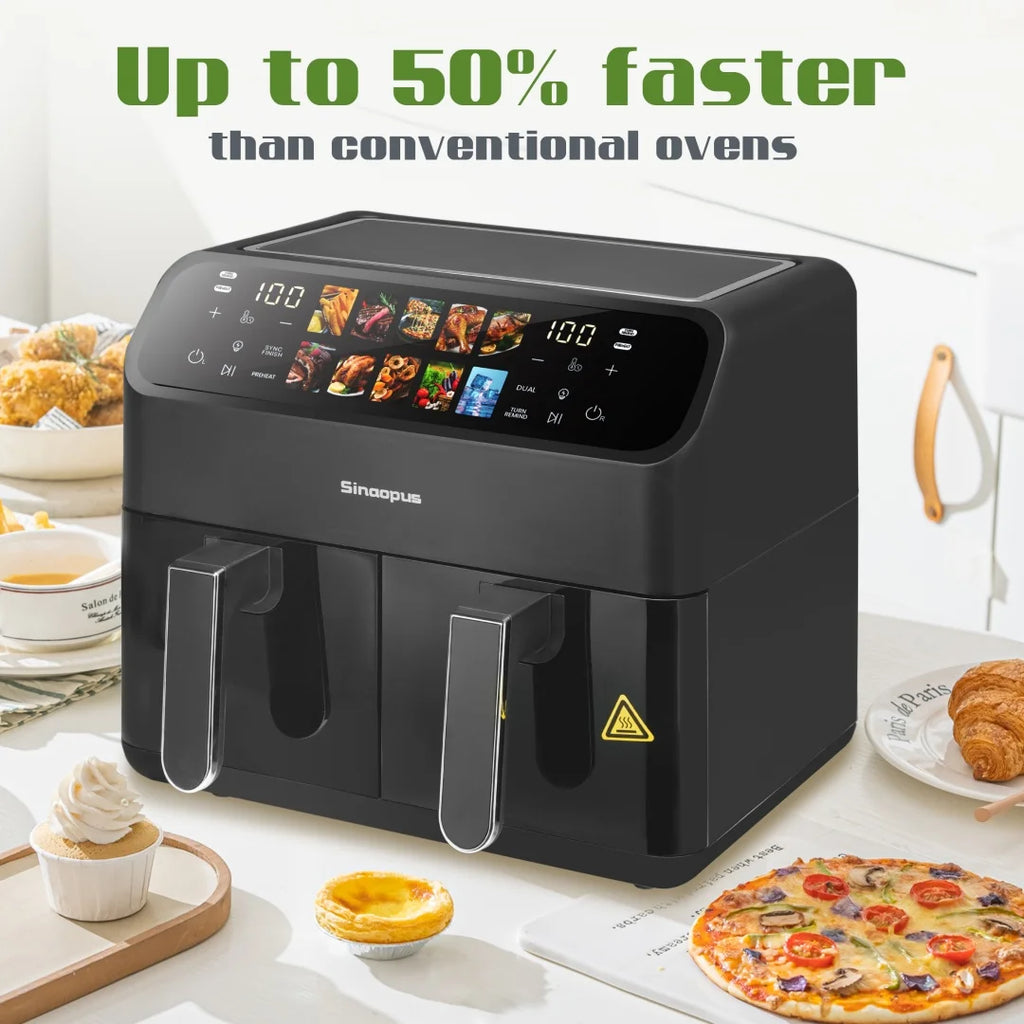 Friggitrice ad Aria Calda Senza Olio da 9L con Doppio Cestello e Finestra - Kitchen