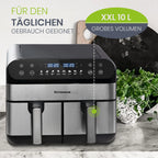 Friggitrice ad Aria Calda a Doppio Cestello 10 L 2400 W, Controllo Touch LED, Leawin