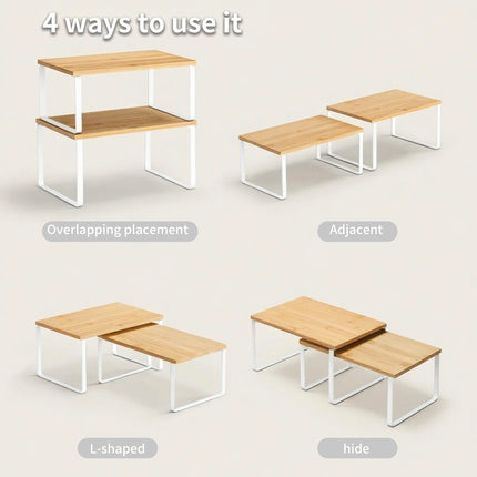 2 pezzi organizer per armadio, scaffale per spezie, scaffale multiuso impilabile, scaffale per condimenti di grande capacità, dispensa, armadio cosmetico