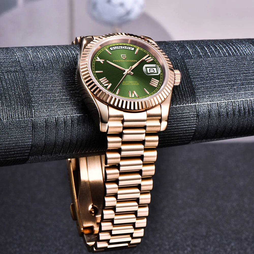 PAGANI DESIGN Orologio da Polso Meccanico Automatico Uomo D36 Oro Rosa Acciaio Inossidabile Vetro Zaffiro