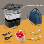 Elektrische Lunchbox 1,5 Liter, 80W, 12V/24V/230V, tragbarer Speisenwärmer für Auto und Zuhause, für warme Mahlzeiten