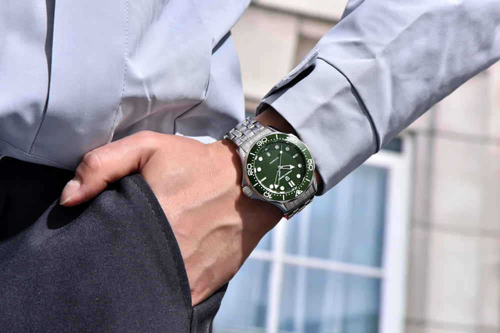 PAGANI DESIGN Orologio subacqueo automatico verde da uomo MIYOTA 8215