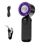 Mini ventilatore portatile palmare pieghevole LIPETY con raffreddamento a ghiaccio, 120 velocità, USB ricaricabile con schermo display