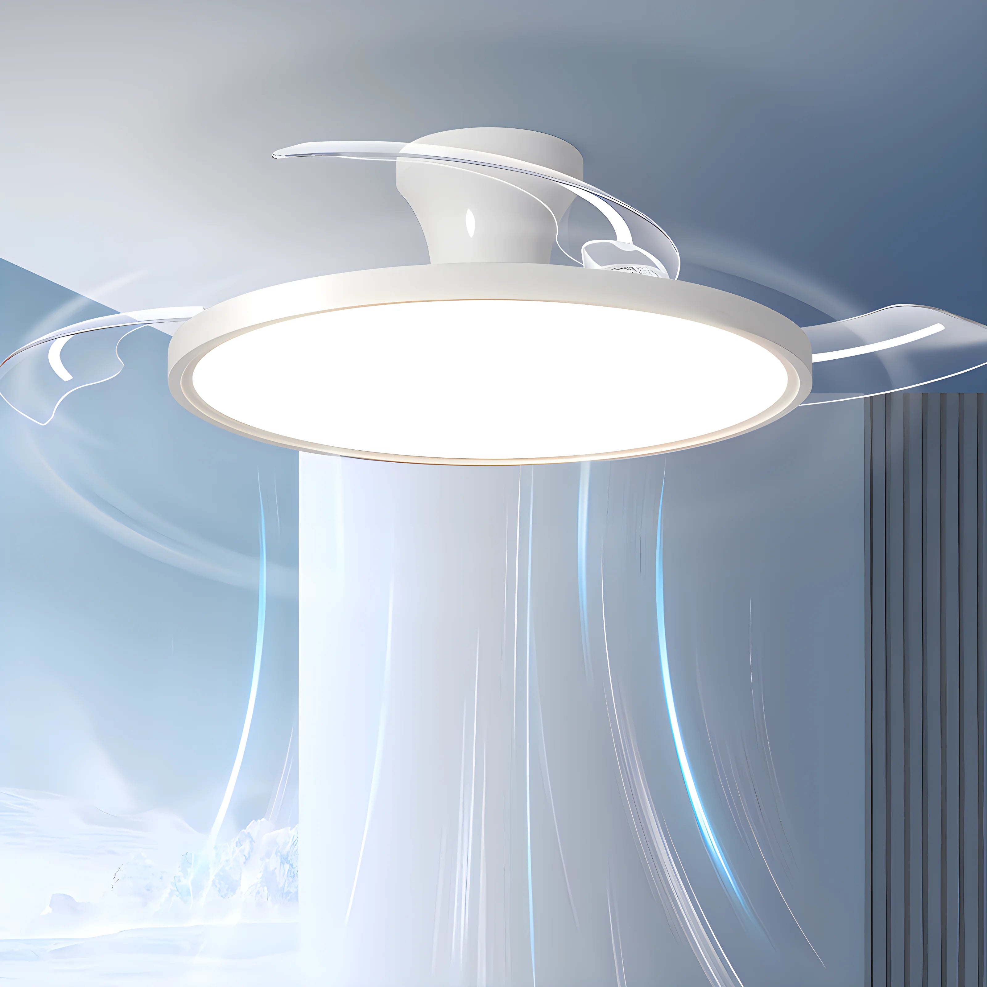 Ventilatore a soffitto Nordic Simple Boom con luce, controllo remoto tramite APP, regolazione continua della luminosità, 6 velocità del vento, per soggiorno, camera da letto, ristorante, decorazione.