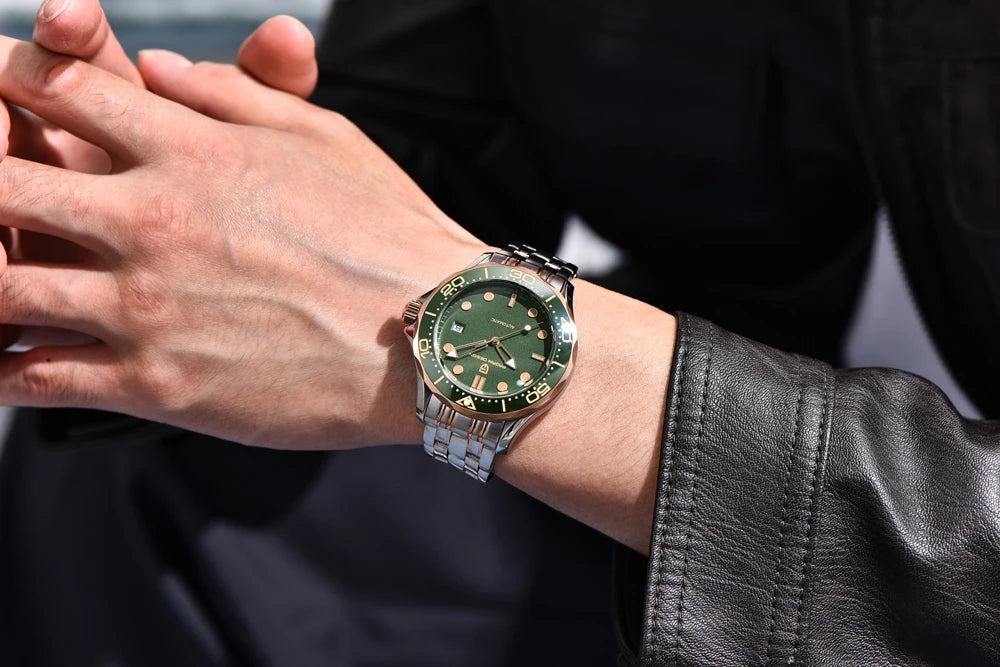 PAGANI DESIGN Orologio subacqueo automatico verde da uomo MIYOTA 8215