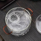Transparenter Glas-Suppentopf mit Deckel, doppelter Griff, hitzebeständiger Topf für den Hausgebrauch bei hohen Temperaturen