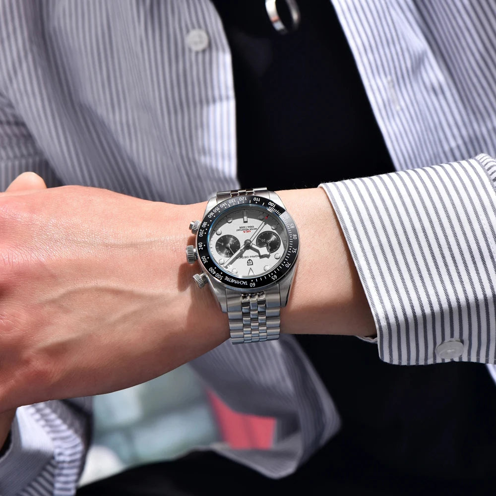 PAGANI DESIGN Orologio da polso al quarzo cronografo uomo, modello Panda, vetro zaffiro, impermeabile 10 bar