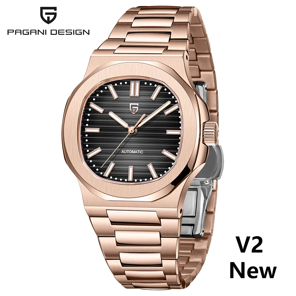 PAGANI DESIGN 2026 Neue Luxus-Automatikuhr für Herren, mechanische Armbanduhr aus Edelstahl mit Saphirglas, 40MM Tonneau-Zifferblatt