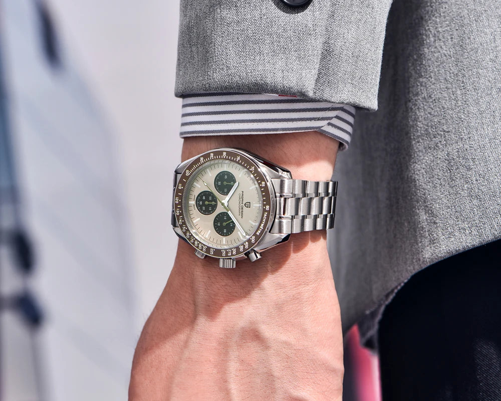 PAGANI DESIGN Moon ST6 Orologio da Uomo al Quarzo con Cronografo, Cassa in Acciaio Inossidabile, Vetro Zaffiro, Modello PD1701