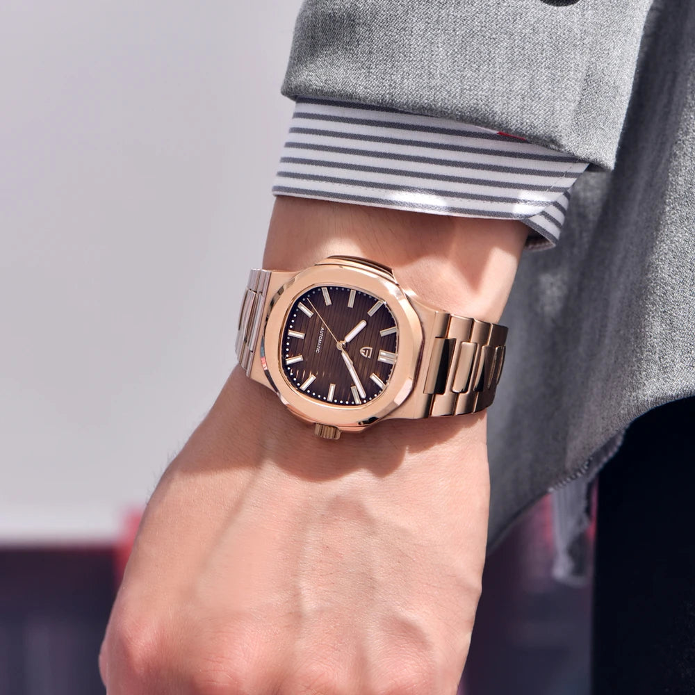 Nuovo Orologio da Uomo di Lusso PAGANI DESIGN 2026 Rosa Oro ST6 Automatico Meccanico con Protezione Luminosa e Vetro Zaffiro AR - Regalo Perfetto