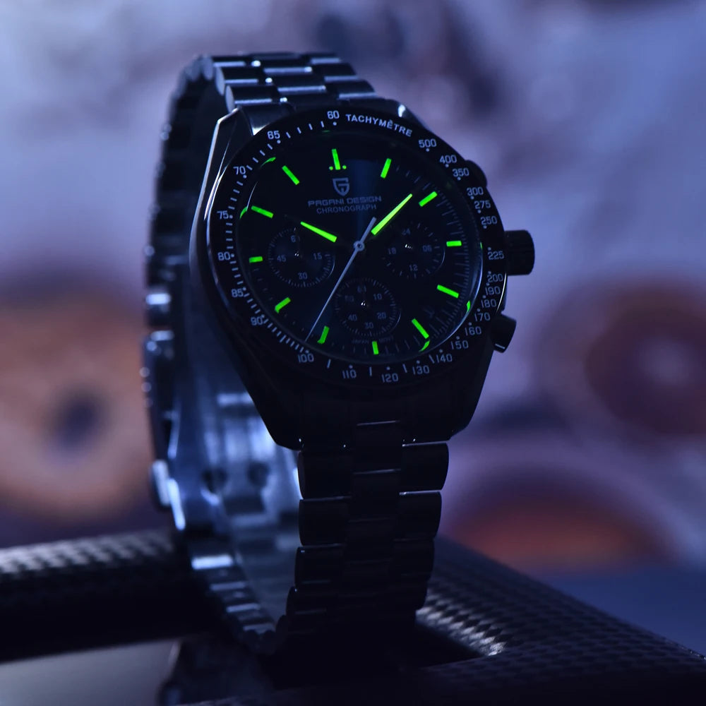 PAGANI DESIGN PD-1701 Moon Orologio da polso al quarzo uomo cronografo sportivo acciaio inossidabile vetro zaffiro