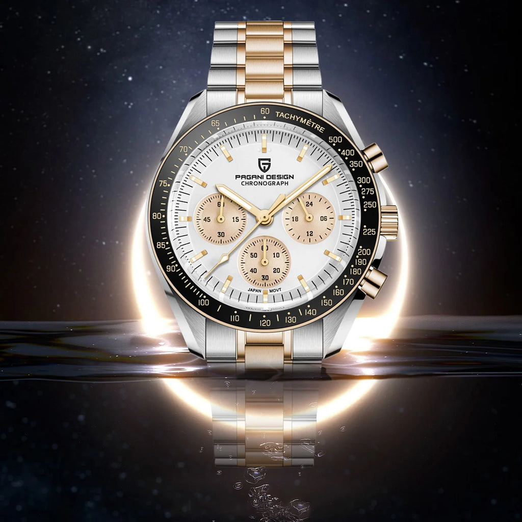 PAGANI DESIGN nuovo orologio giapponese VK63 Moon Watch, orologi al quarzo di lusso da uomo, orologio cronografo veloce da uomo d'affari, spedizione locale UE