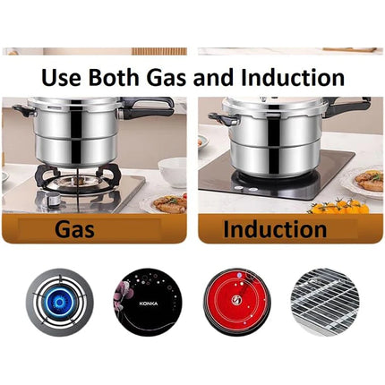 5L Aluminum Alloy Pressure Cooker, Multifunction Fast Cooking Pot with 70kPa, Gas and Induction Compatible, for Steaming and Stewing