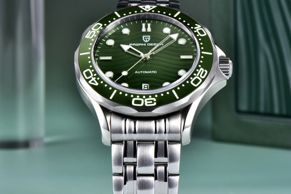 PAGANI DESIGN Orologio subacqueo automatico verde da uomo MIYOTA 8215