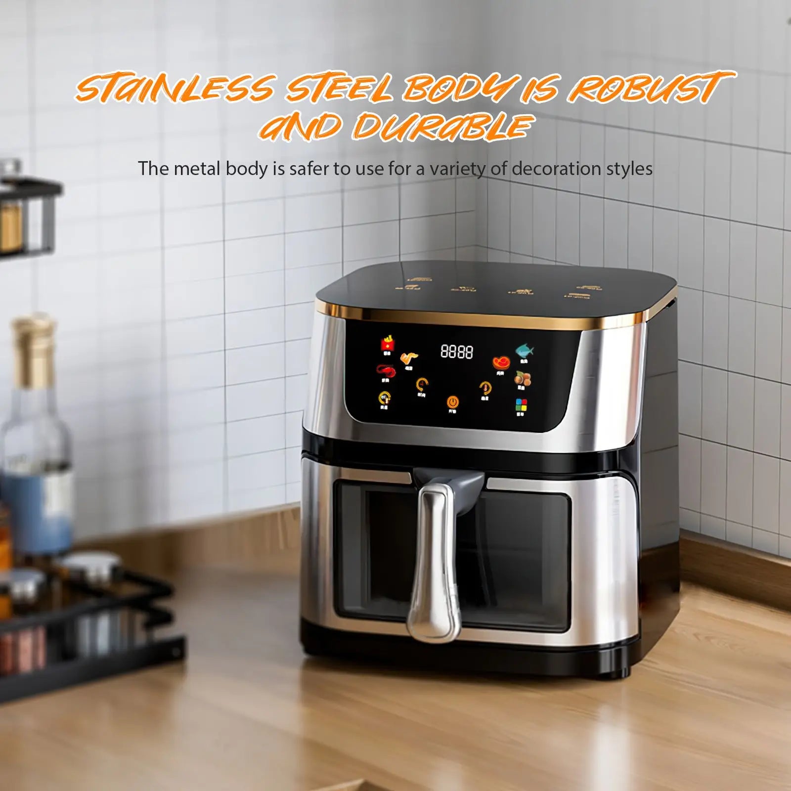 Friggitrice ad Aria 2800W 12L in Acciaio Inossidabile con Touchscreen