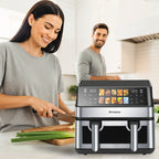 Sinaopus Friggitrice ad aria doppio cestello 8,5 L 2000 W