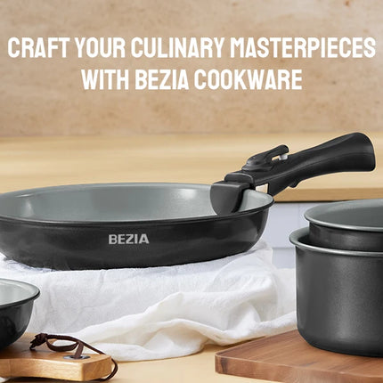 Healthy Ceramic Non-stick Induction Cookware, 10-piece Camping Pot and Pan Set with Detachable Handles
