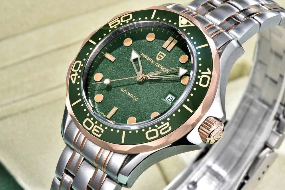 PAGANI DESIGN Orologio subacqueo automatico verde da uomo MIYOTA 8215
