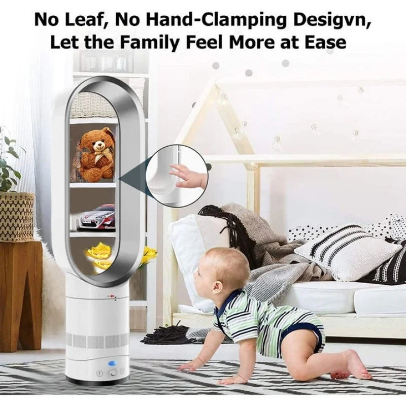 Ventilatore senza pale da 16 pollici, a torre con diametro di 80 cm °   Base oscillante, telecomando, regolazione continua della velocità, display LED, funzione di spegnimento automatico, ventola di raffreddamento portatile