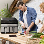 Friggitrice ad Aria Calda a Doppio Cestello 10 L 2400 W, Controllo Touch LED, Leawin