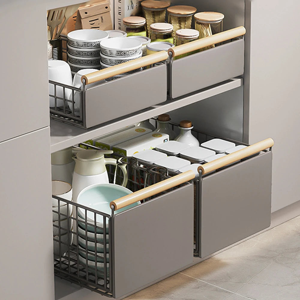 Scaffale portaoggetti con cassetto estraibile, cestino portaoggetti, scaffale per armadio scalabile, organizer per cassetti, per armadi, cucine, sala da pranzo