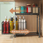 Organizer estraibile sotto il lavandino, scorrevole in altezza regolabile a 2 livelli per armadio da cucina/bagno, ripiano per barattoli di spezie