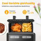 Sinaopus Friggitrice ad Aria Calda 8.5L 2000W con Doppio Cestello, Touch LED, 12 Programmi
