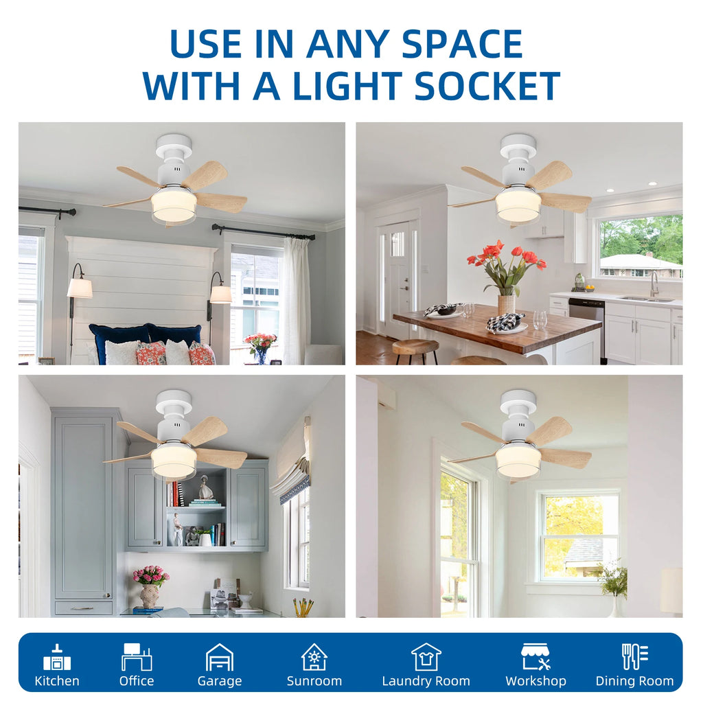 Ventilatore da soffitto a LED con luce, dimmerabile, controllo tramite app, 6 velocità, timer, 3000K-6500K
