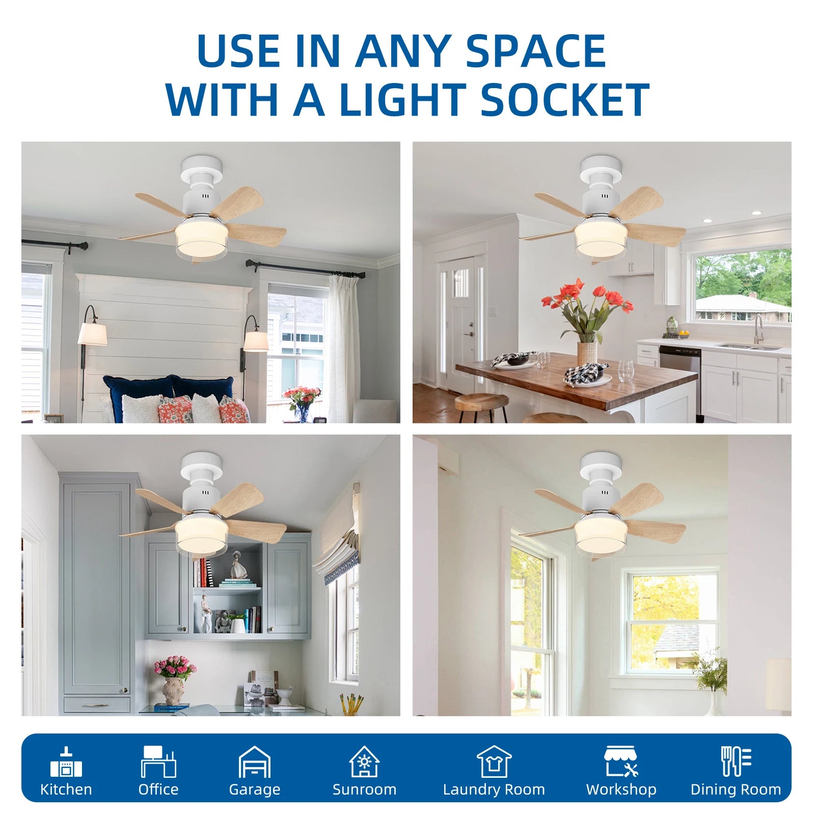 Ventilatore da soffitto a LED con luce, dimmerabile, controllo tramite app, 6 velocità, timer, 3000K-6500K