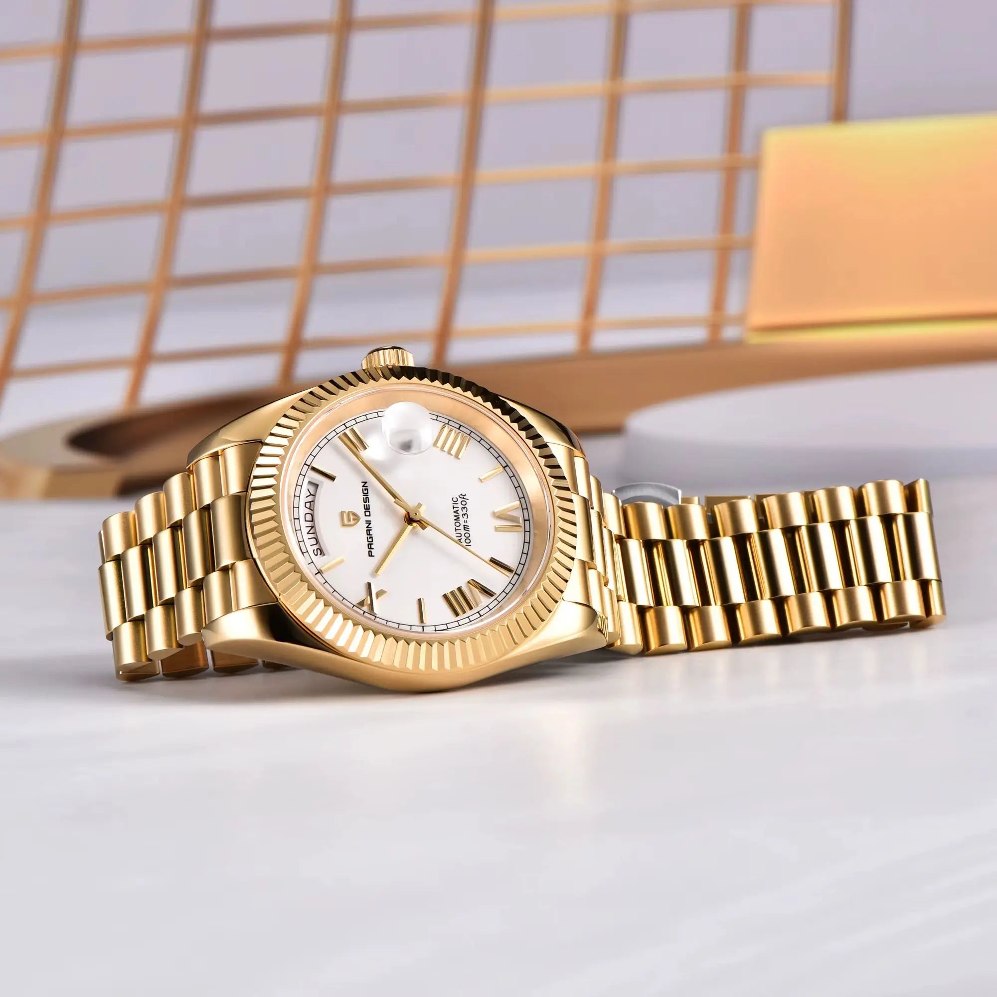 Orologi da uomo PAGANI DESIGN DD36 Gold, orologio automatico di lusso da uomo, vetro zaffiro AR, orologio da polso meccanico, consegna dal magazzino UE.