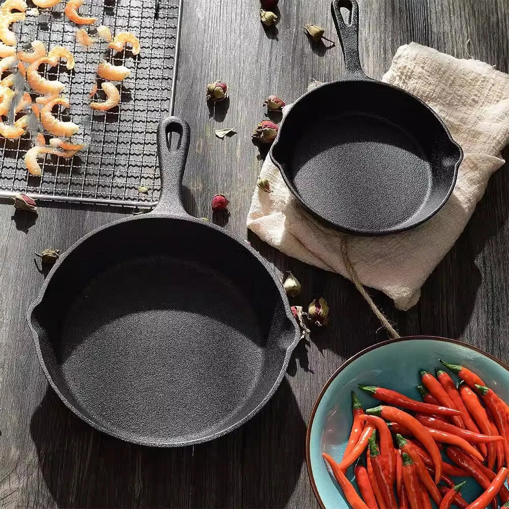Set di 4 padelle in ghisa antiaderenti pre-stagionate per cucinare, con guanti, e pentola quadrata per bistecche ﻿ ﻿ ﻿ ﻿ ﻿