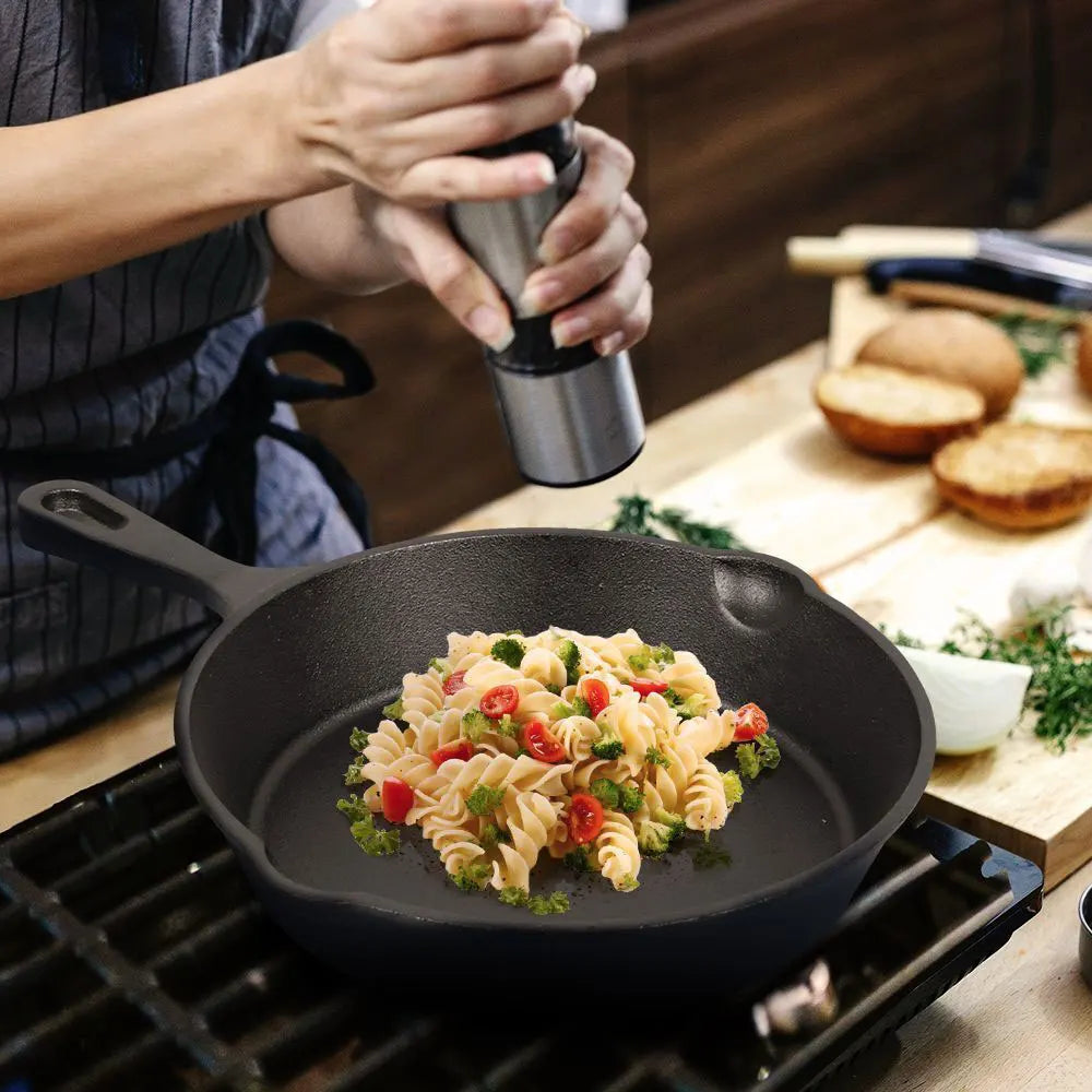 Padella in ghisa nera non rivestita, 3 pezzi, per friggere alimenti, cucinare, fornelli antiaderenti, padella per frittata