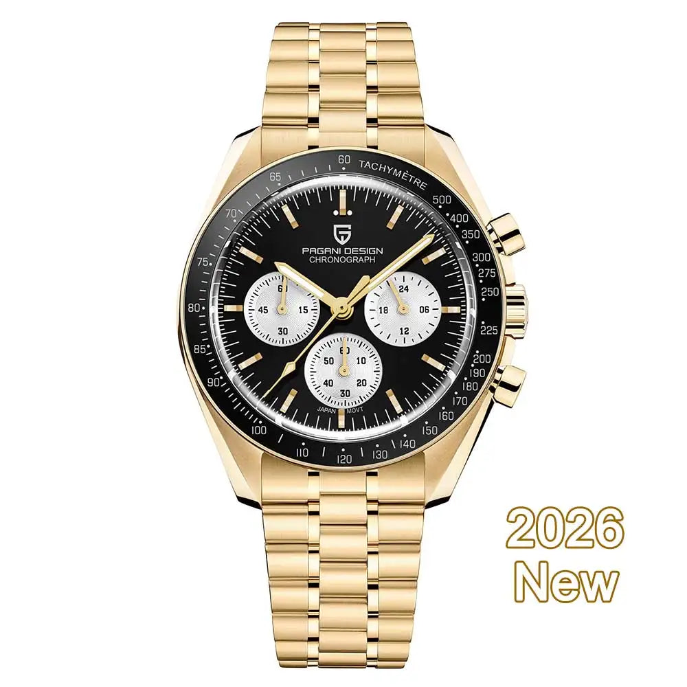 PAGANI DESIGN Moon ST6 Orologio da Uomo al Quarzo con Cronografo, Cassa in Acciaio Inossidabile, Vetro Zaffiro, Modello PD1701