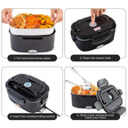 2-in-1 Auto Casa 12V 24V 110V 220V Elektrische Lunchbox Tragbare Picknick Schule Lebensmittelheizung Wärmer Behälter Set aus Edelstahl