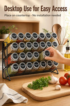 Scaffale portaoggetti da cucina a 4 livelli in acciaio al carbonio, da parete, per barattoli di spezie, antiscivolo, da tavolo e da parete, doppio uso
