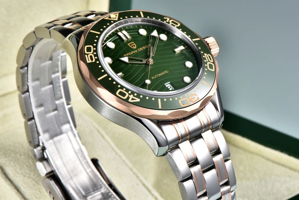 PAGANI DESIGN Orologio subacqueo automatico verde da uomo MIYOTA 8215