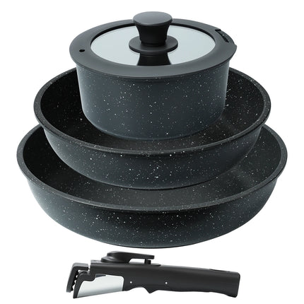 Set di 5 Pentole e Padelle Antiaderenti con Manico Staccabile, Set di Pentole per Cucina a Induzione, Pentole Salutari per Camper