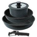Set di 5 Pentole e Padelle Antiaderenti con Manico Staccabile, Set di Pentole per Cucina a Induzione, Pentole Salutari per Camper