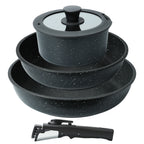 Set di 5 Pentole e Padelle Antiaderenti con Manico Staccabile, Set di Pentole per Cucina a Induzione, Pentole Salutari per Camper