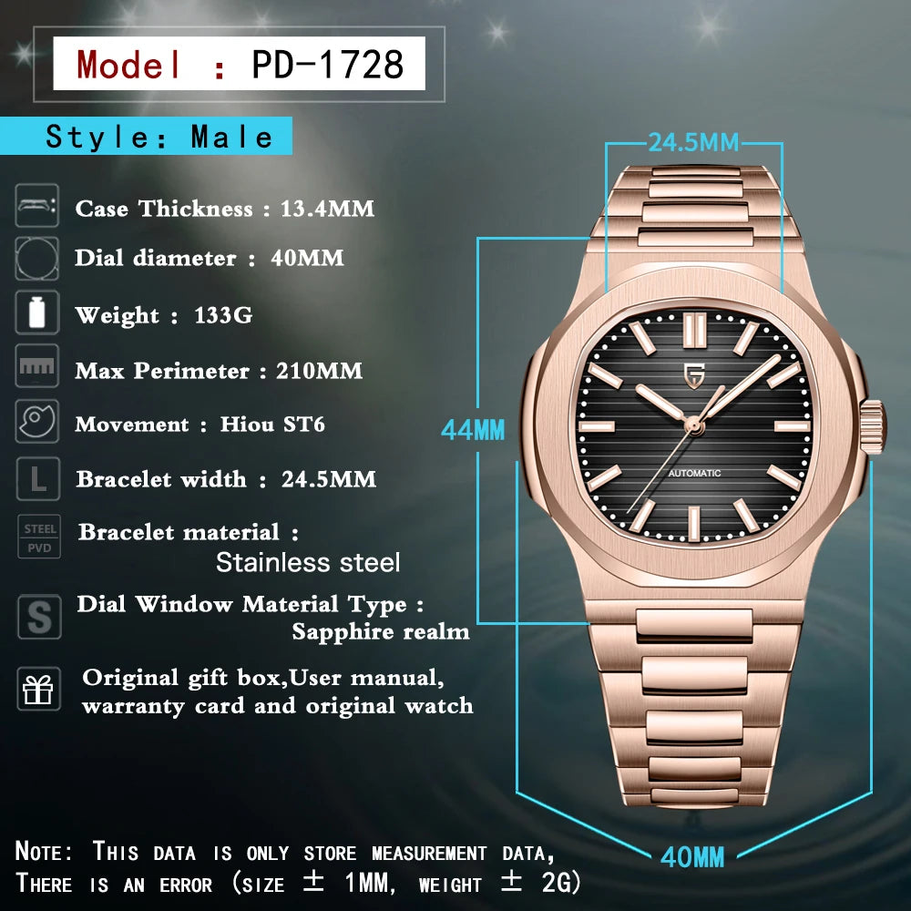 PAGANI DESIGN 2026 Neue Luxus-Automatikuhr für Herren, mechanische Armbanduhr aus Edelstahl mit Saphirglas, 40MM Tonneau-Zifferblatt