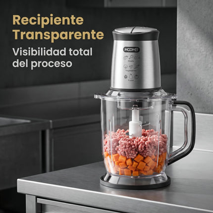 Tritatutto Elettrico 400W 1.5L con 2 Velocità, Lame in Acciaio Inossidabile, Ciotola in Plastica, Base Antiscivolo, Dispositivo di Sicurezza, per Carne, Verdure, Aglio, Frutta Secca