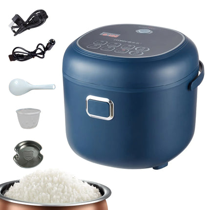 Portable Rice Cooker 2L for Car and Home, 12V 24V 220V Three Voltages, Non-stick Smart Multicooker