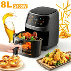 Friggitrice ad Aria Calda Elettrica 2400W 8L con Display LED e 8 Modalità Programmabili