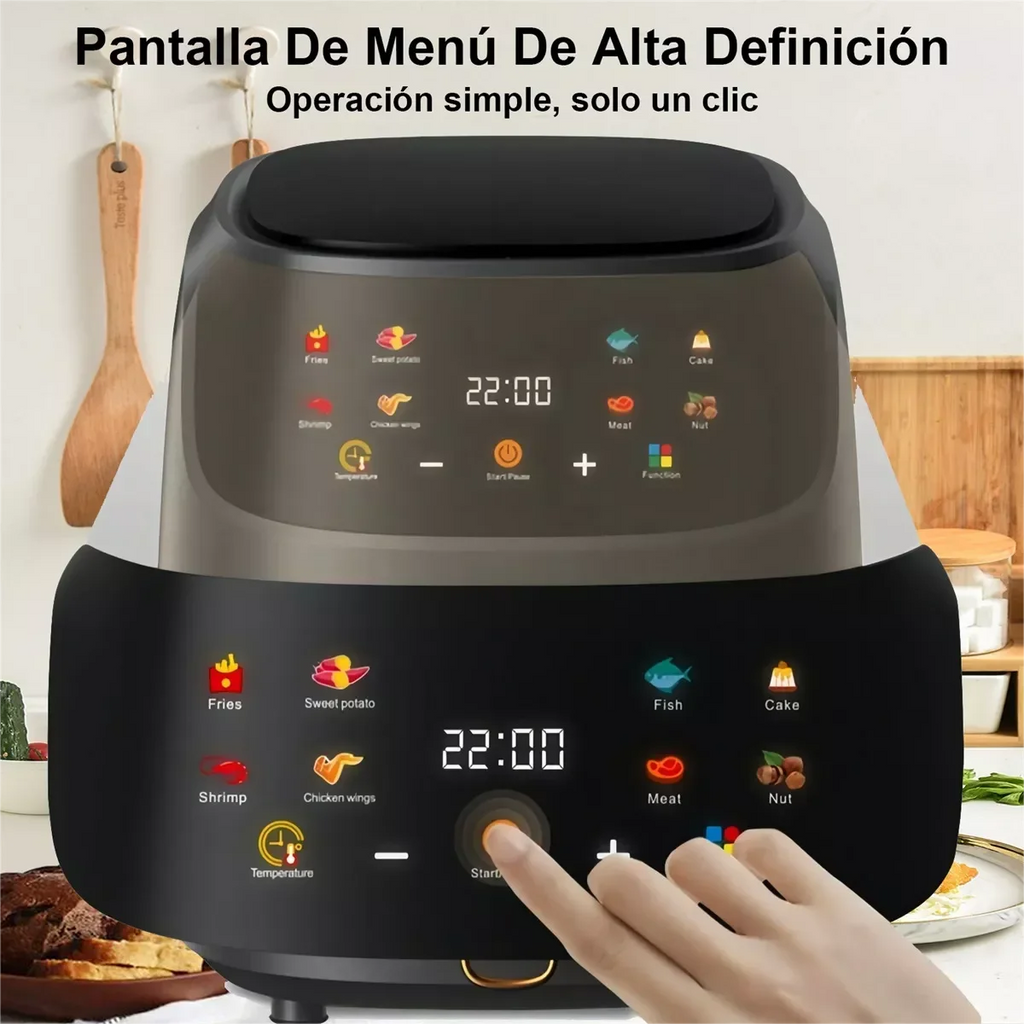 Friggitrice ad Aria Calda Elettrica 2400W 8L con Display LED e 8 Modalità Programmabili