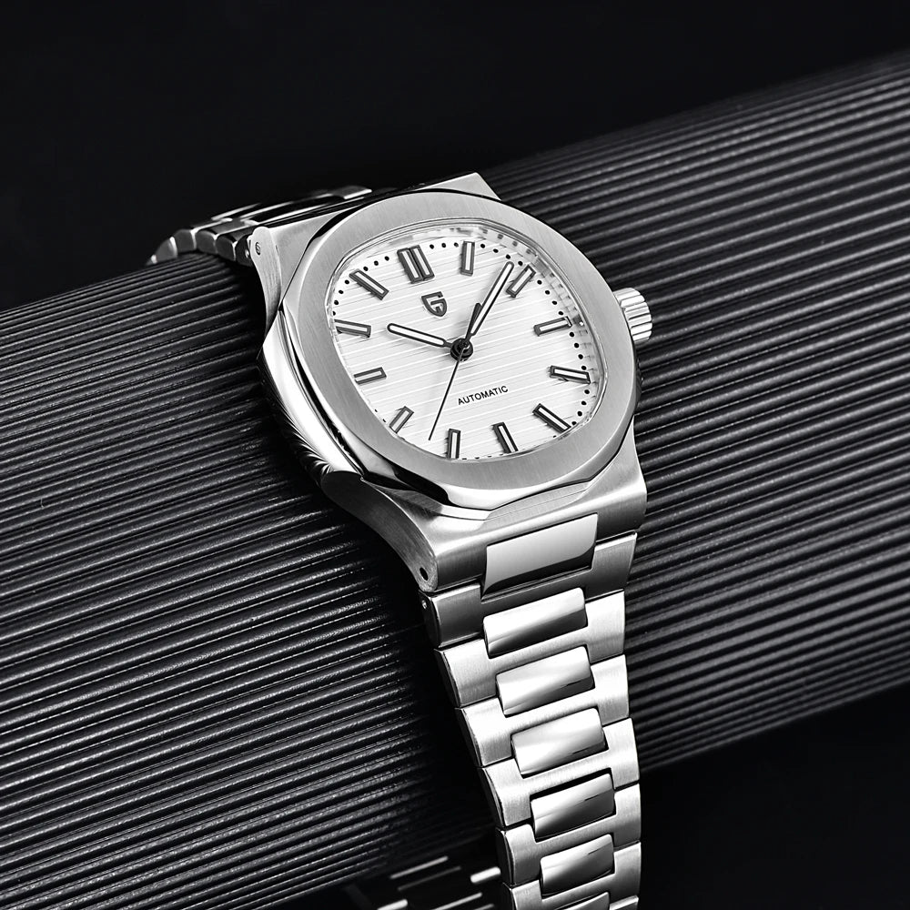Nuovo Orologio Meccanico Automatico di Lusso Pugani da Uomo con Vetro Zaffiro Antiriflesso e Lancette Luminose, Orologio Sportivo da Uomo, Consegna Locale